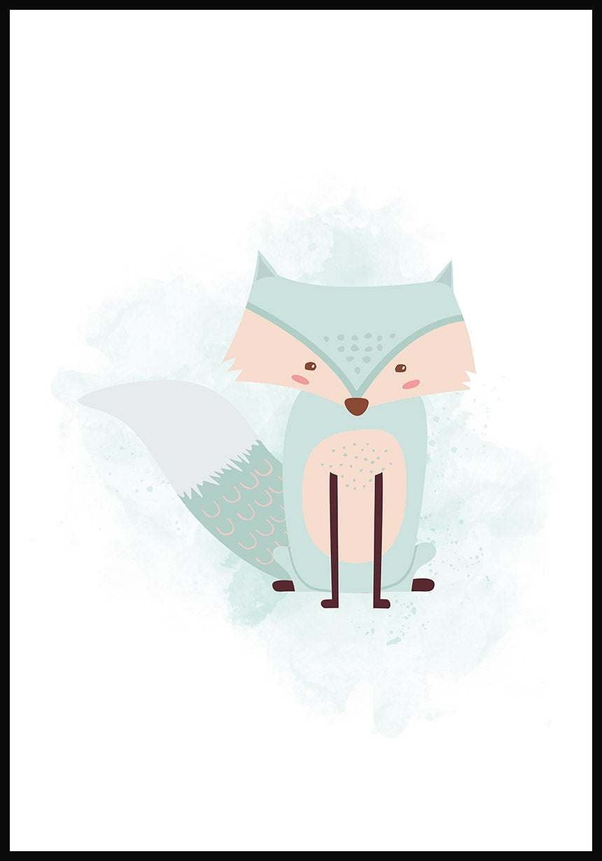 Fox Poster Children's room turquoise
