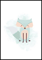 Fox Poster Children's room turquoise