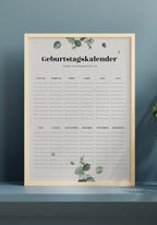 Geburtstagskalender mit Eukalyptus-Blätter