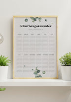 Geburtstagskalender mit Eukalyptus-Blätter