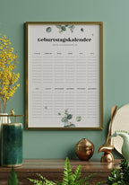Geburtstagskalender mit Eukalyptus-Blätter