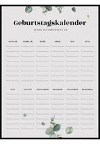 Geburtstagskalender mit Eukalyptus-Blätter