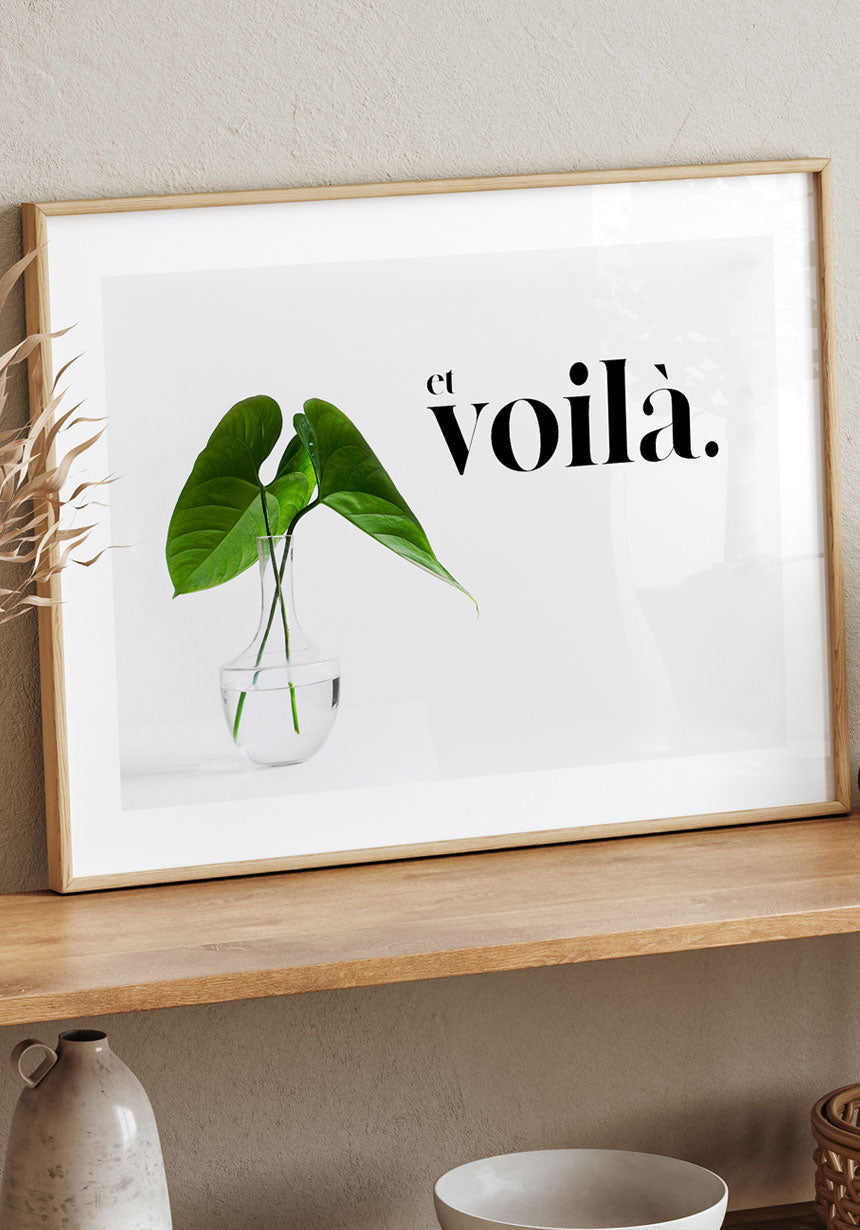 Poster Spruch et voila with plant living room