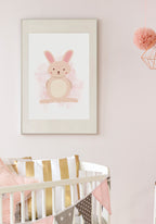 Rosa Hase Poster Illustration Baby cot