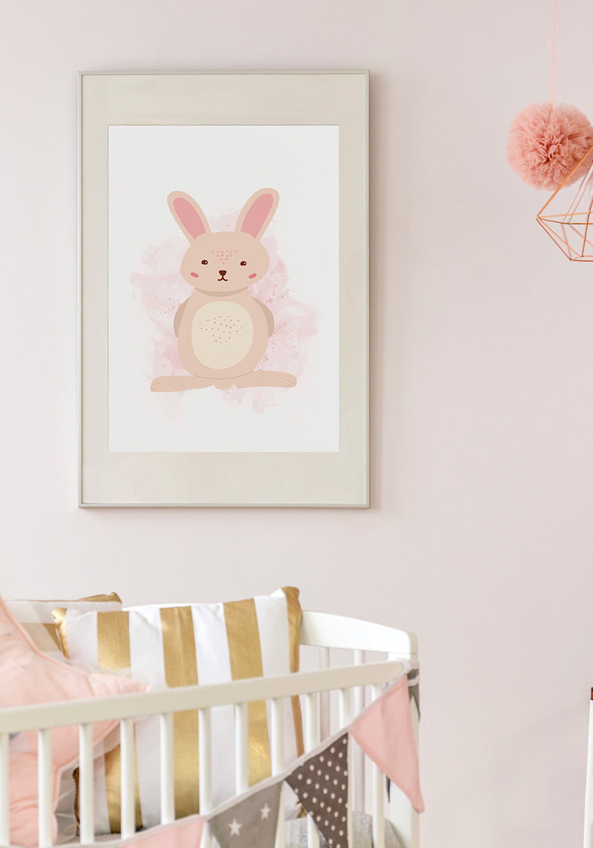 Rosa Hase Poster Illustration Baby cot