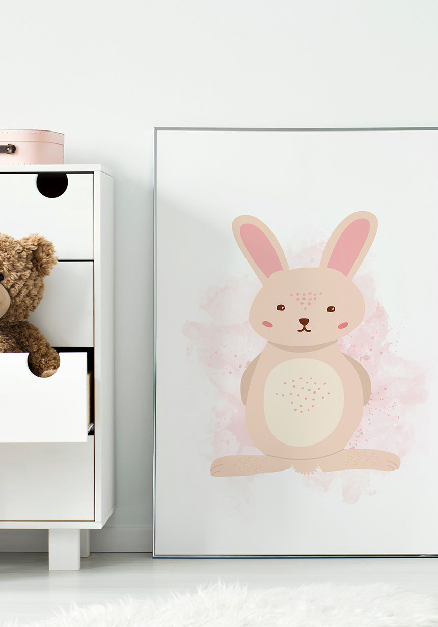 Rosa Hase Poster Illustration Children's Room