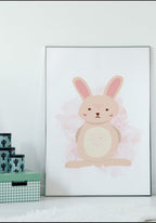 Rosa Hase Poster Illustration Children's Room