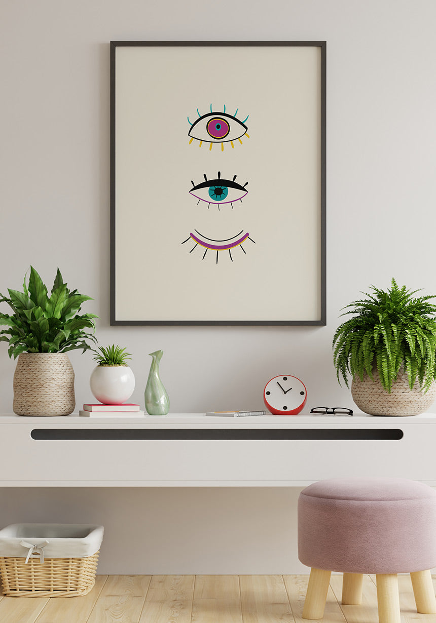 Illustration Poster Eye impact in black frame
