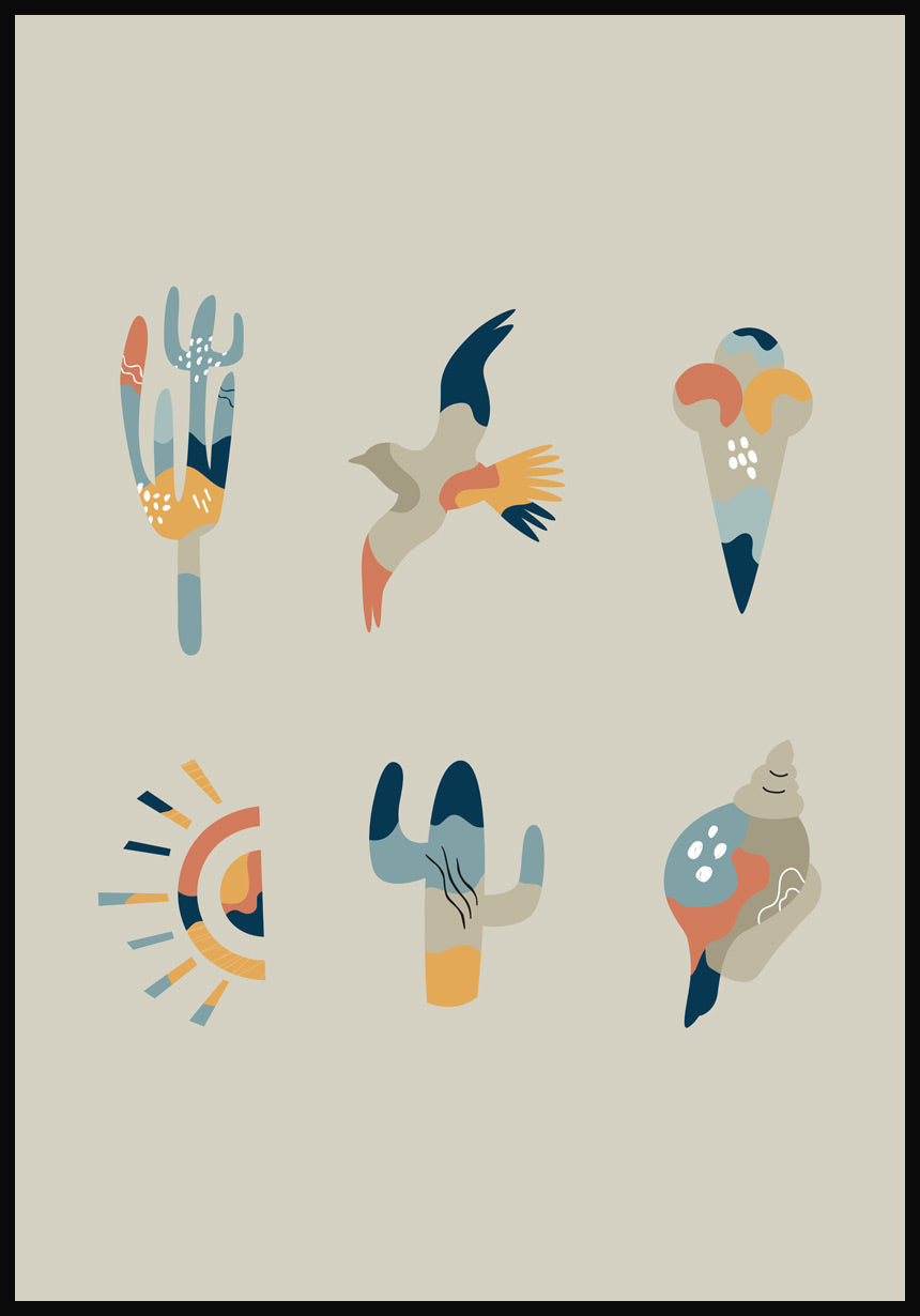 Illustrations Poster Boho Collection Summer Vibes olive green