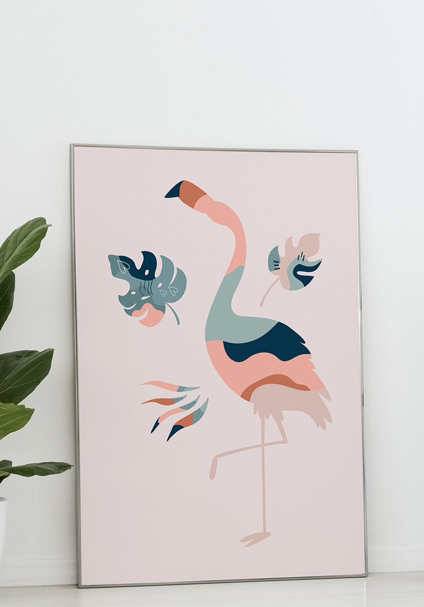 Illustration Poster Boho Flamingo in the living room