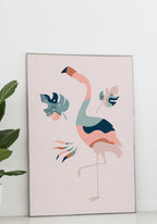 Illustration Poster Boho Flamingo in the living room