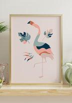 Illustration Poster Boho Flamingo on Sideboard