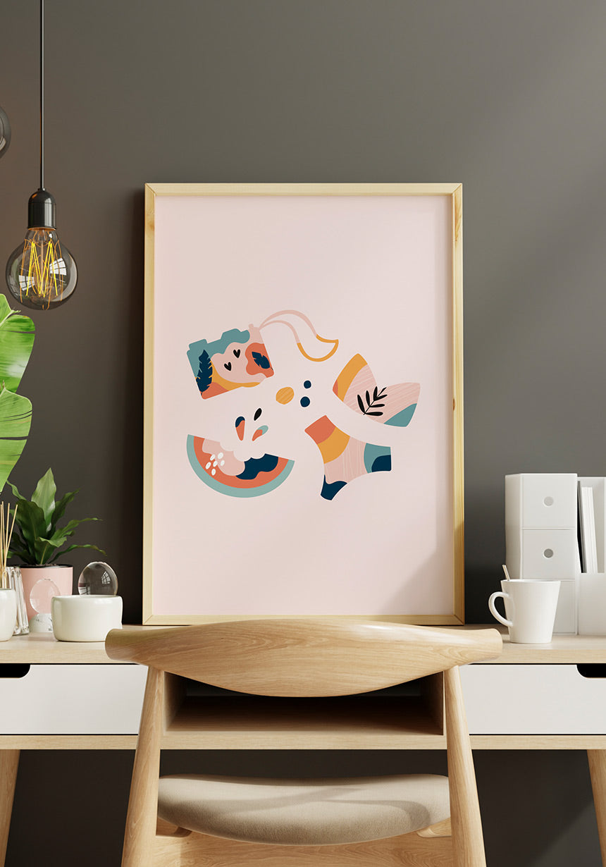 Illustrated Boho Poster Beach Summer Day in the study