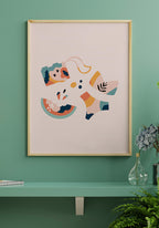 Illustrated Boho Poster Beach Summer Day in front of green wall