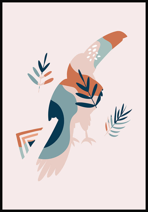 Illustrated Boho Poster Tukan Vogel