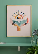 Illustration Poster Boho Walflosse on green wall