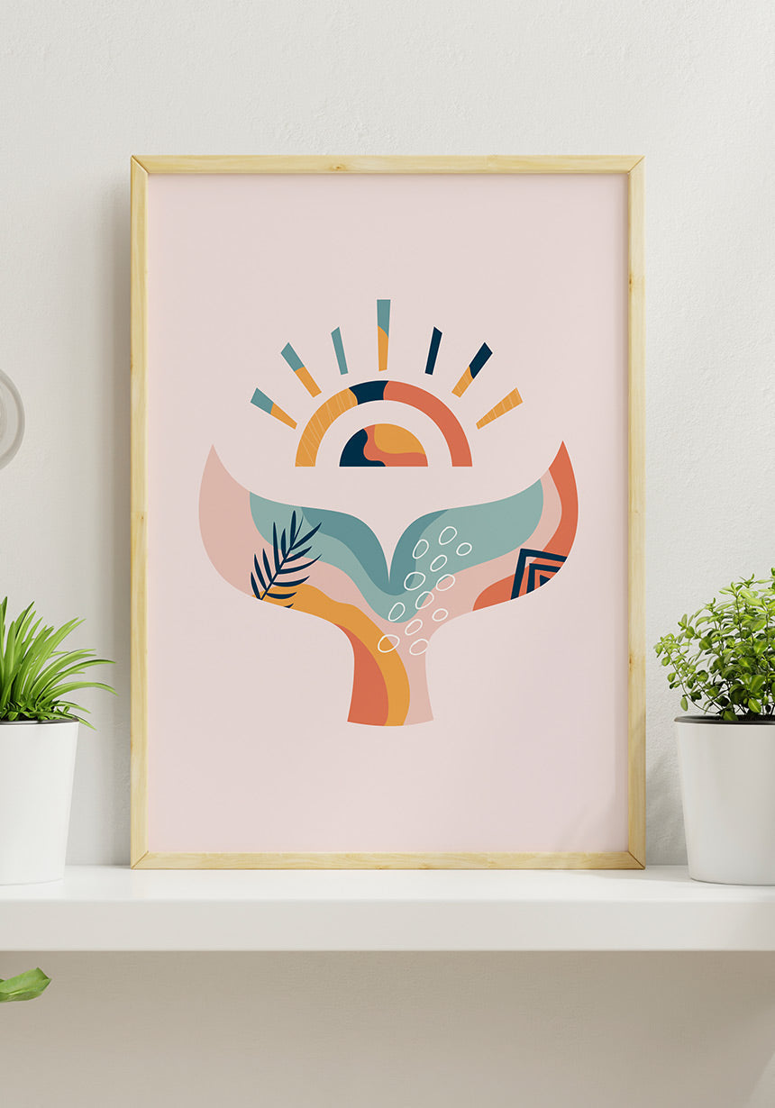 Illustration Poster Boho Walflosse on Sideboard