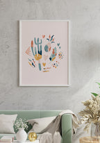 Illustration Poster Boho Kaktus Crew in the living room