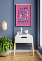 Poster Illustration ABC in front of blue wall