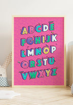 Poster Illustration ABC in wooden frame