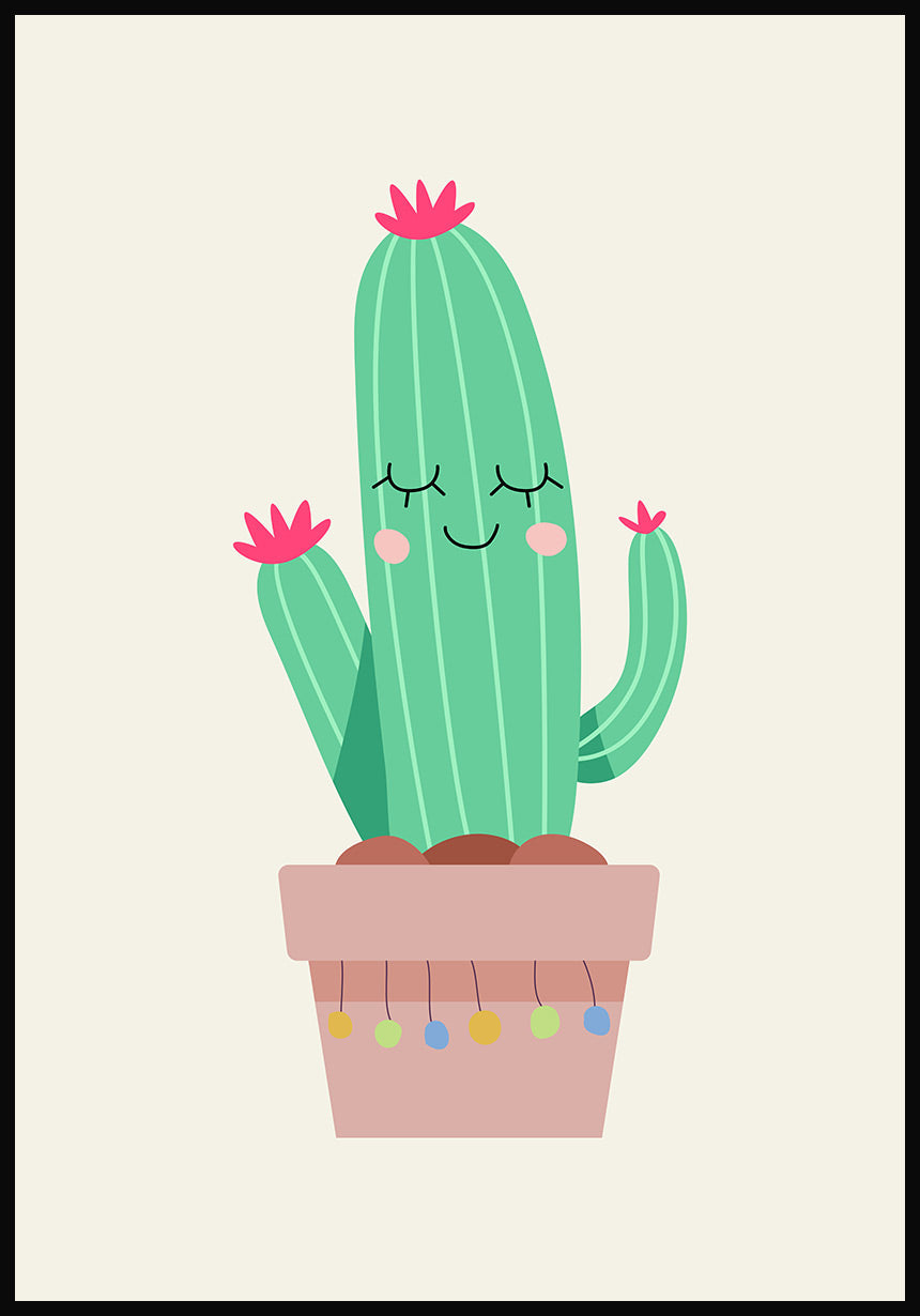 illustration poster cheerful cactus