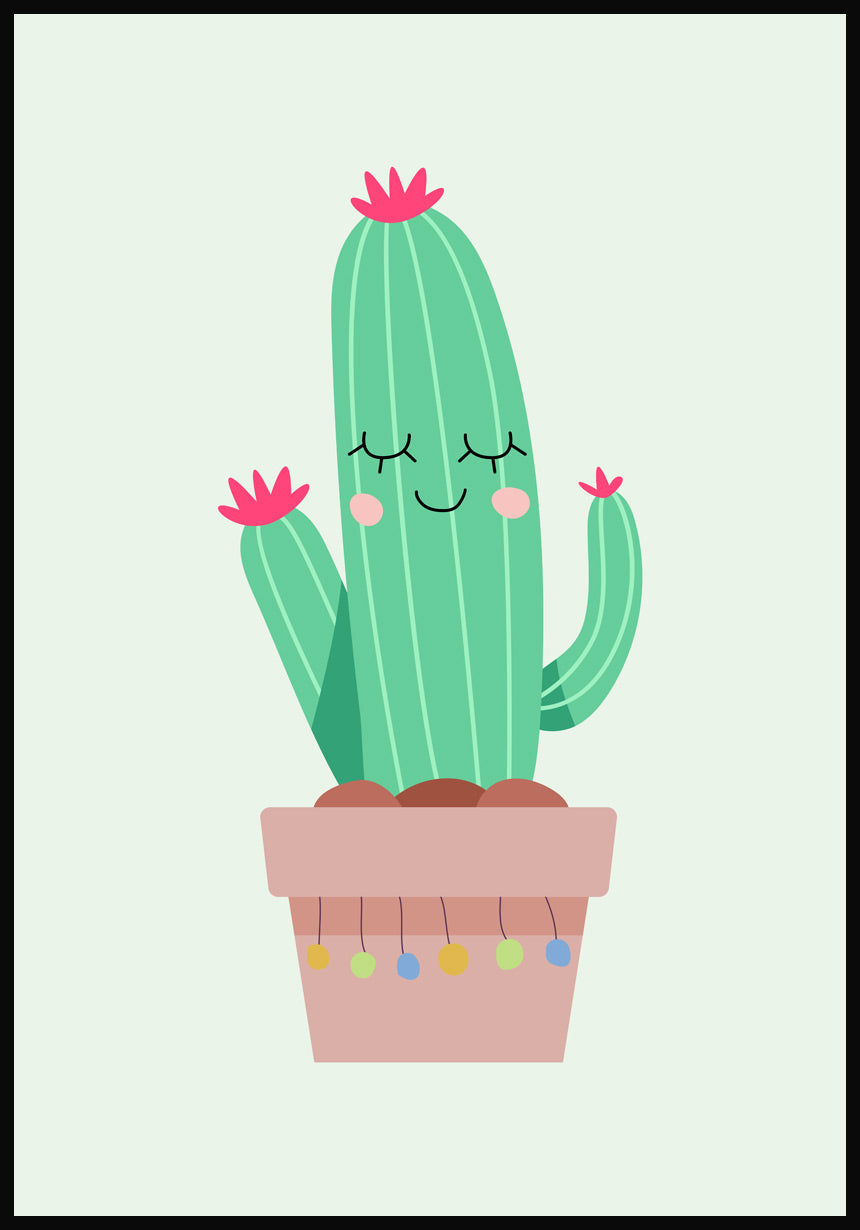 illustration poster cheerful cactus green background