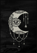 Illustration Poster Moon on black background
