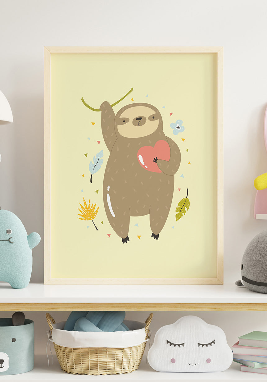 illustration poster lazy with heart in the children's room