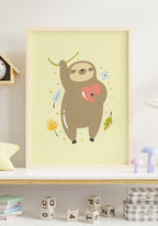 Illustration Poster Sloth with Heart