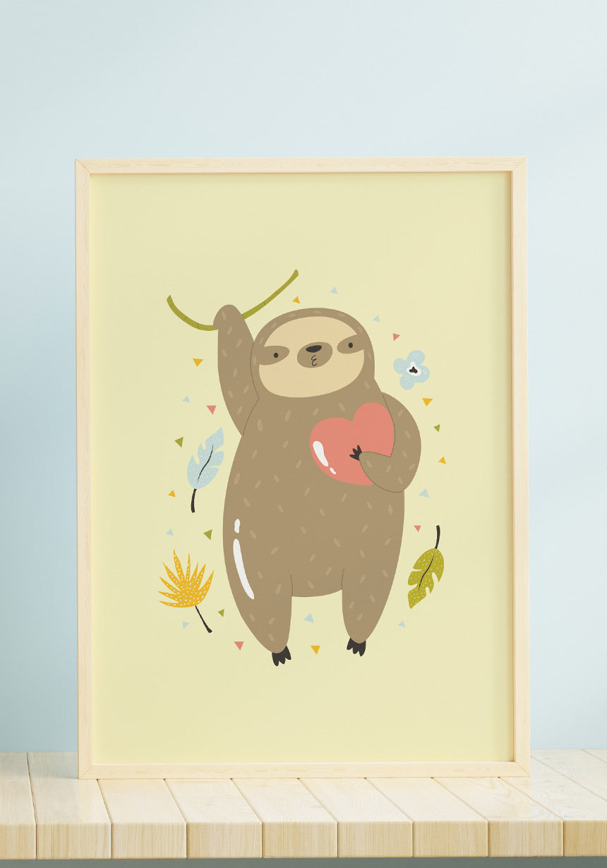 illustration poster lazy with heart with blue background