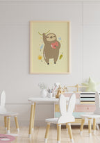illustration poster lazy with heart over children's table