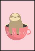 Illustration Poster Kinder Faultier in Tasse