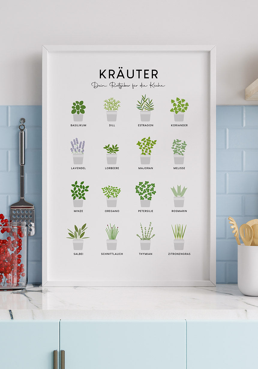 Poster kitchen herbs in the kitchen