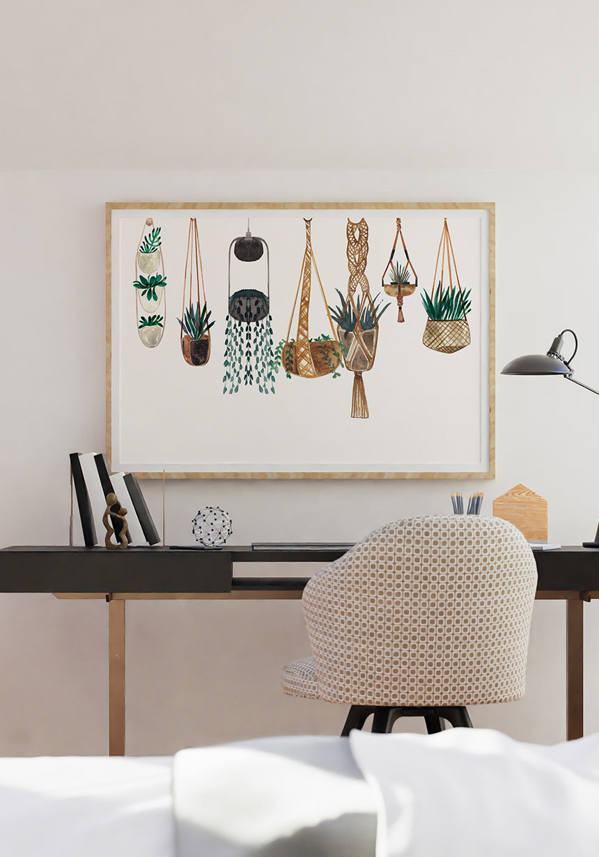 illustration poster plant baskets at work
