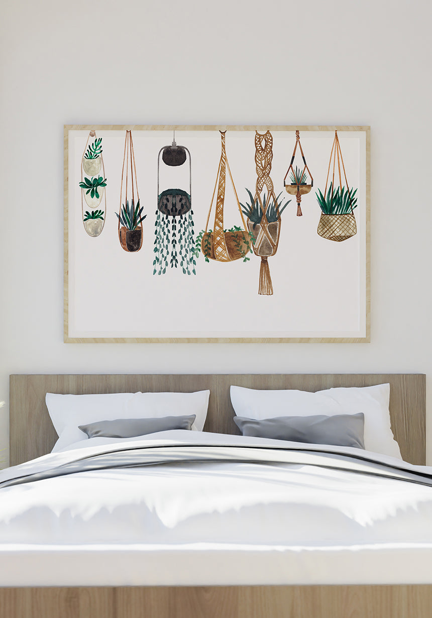 illustration poster plant baskets in the bedroom