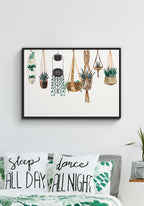 illustration poster plant baskets over bed