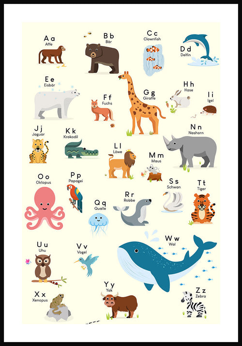 Children's Poster ABC Learn with Animals