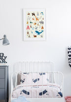 Kinderposter ABC learn with animals about cot