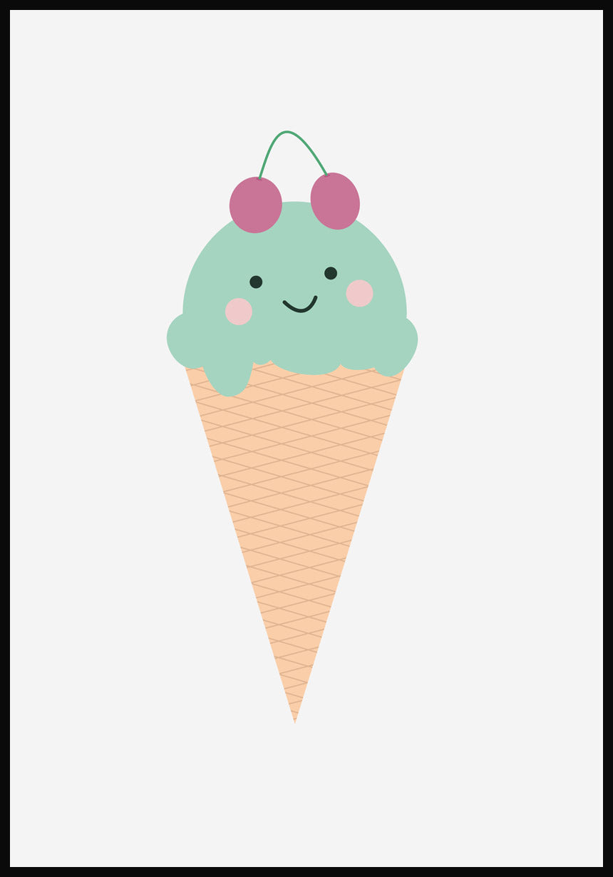 Children's Poster Illustration Ice with Cherry