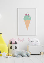 children's poster illustration ice cream with cherries in the children's room