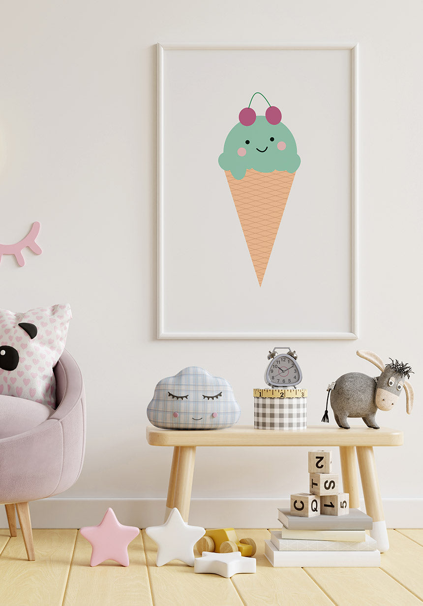 Children's Poster Illustration Ice with Cherry