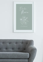 Mother's day poster thanks Mama mint over sofa