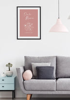 Mother's Day Poster Thanks Mama in pink in the living room