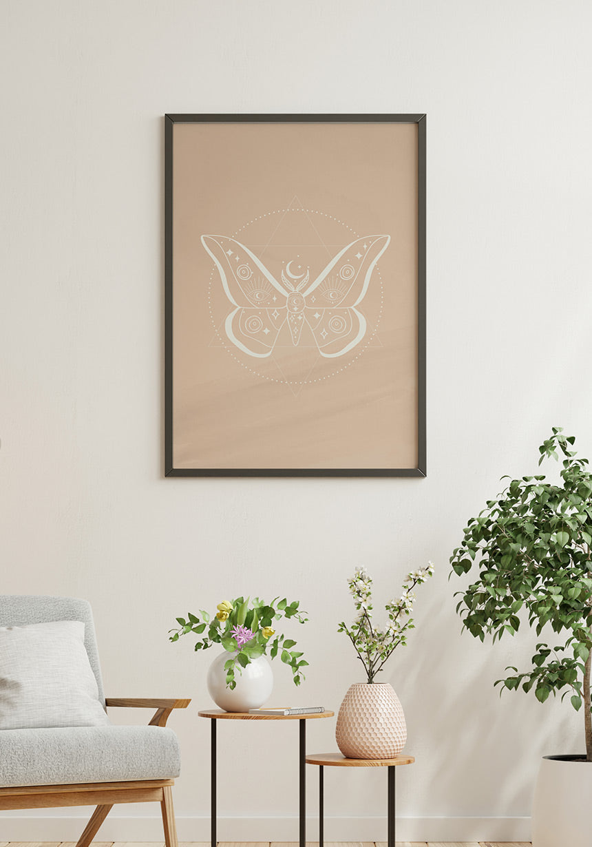 Illustrations Poster Butterfly in Boho style in living room