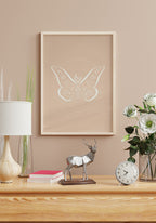 Illustrations Poster Butterfly in Boho style in wooden frame