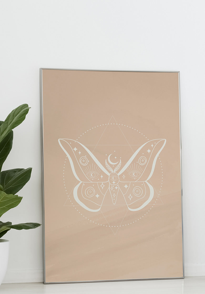 Illustrations Poster Butterfly in Boho style in front of white wall