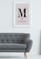 personalisiertes Poster Muttertag mit Text im Wohnzimmer