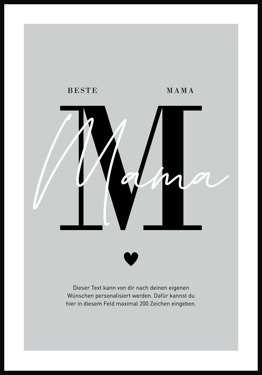 personalisiertes Poster Muttertag mit Text graublauer Hintergrund