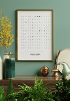 Personalisierbares Poster Buchstabengitter im goldenen Rahmen