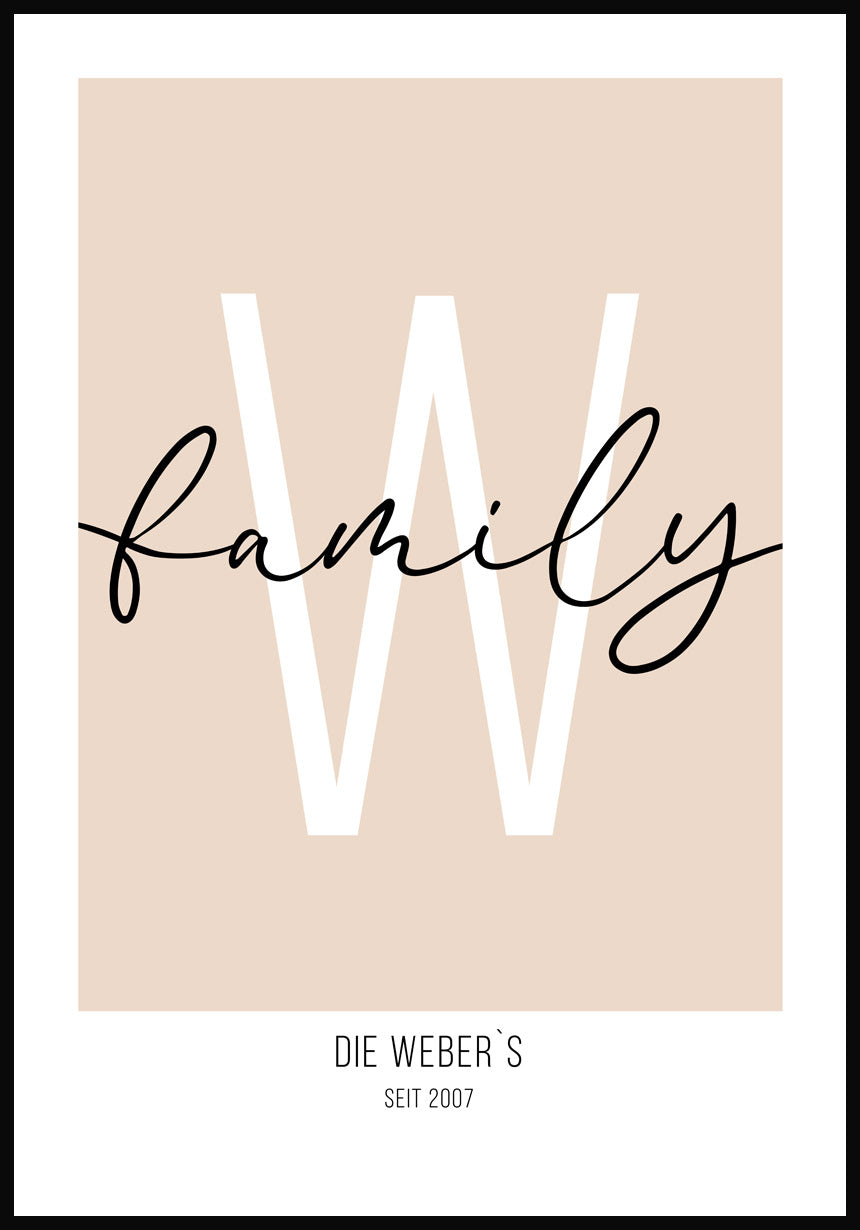 Personalisierbares Familienposter mit Name und Jahr